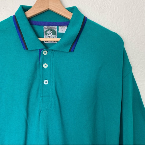 Vintage Other - McIntosh & Seymour Oregon Soccer Gear Rugby Polo Green with Blue Collar, Size L